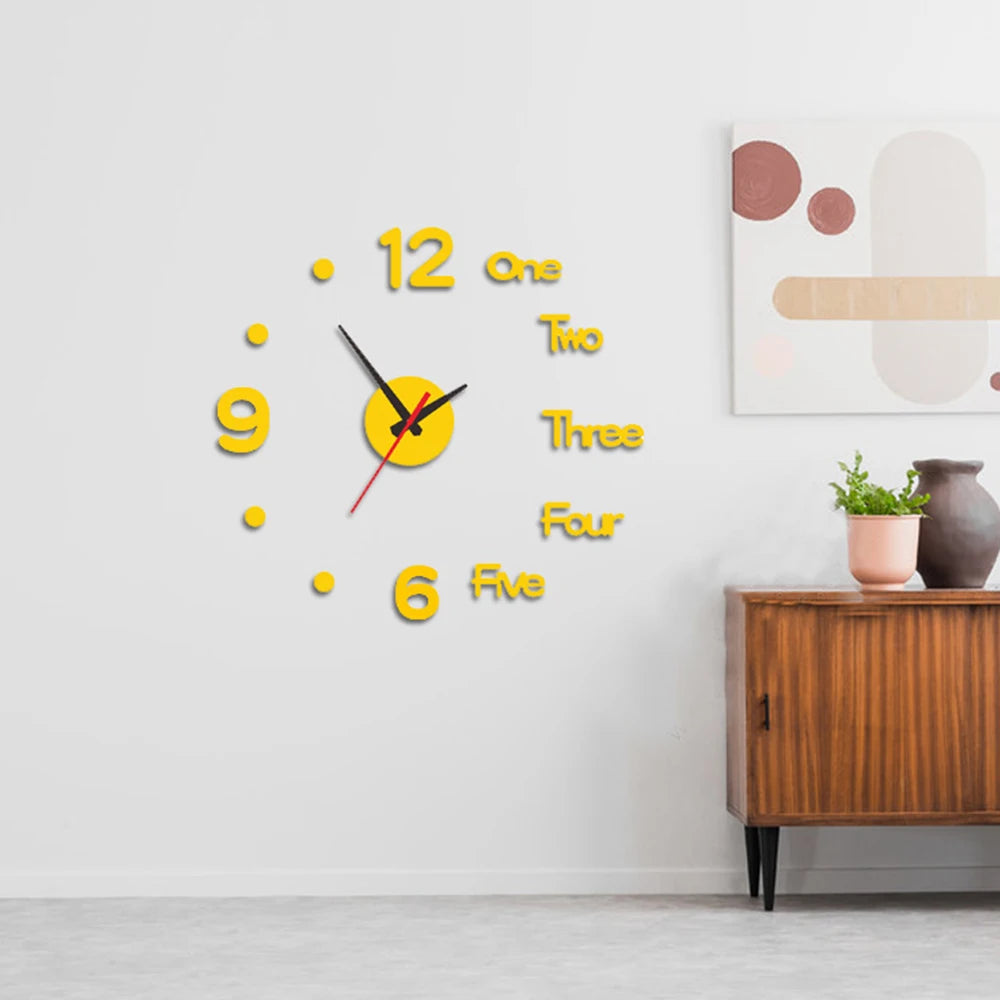 horloge murale miroir 3d numérique autocollants décoration maison silencieuse - vue 10 sur 10