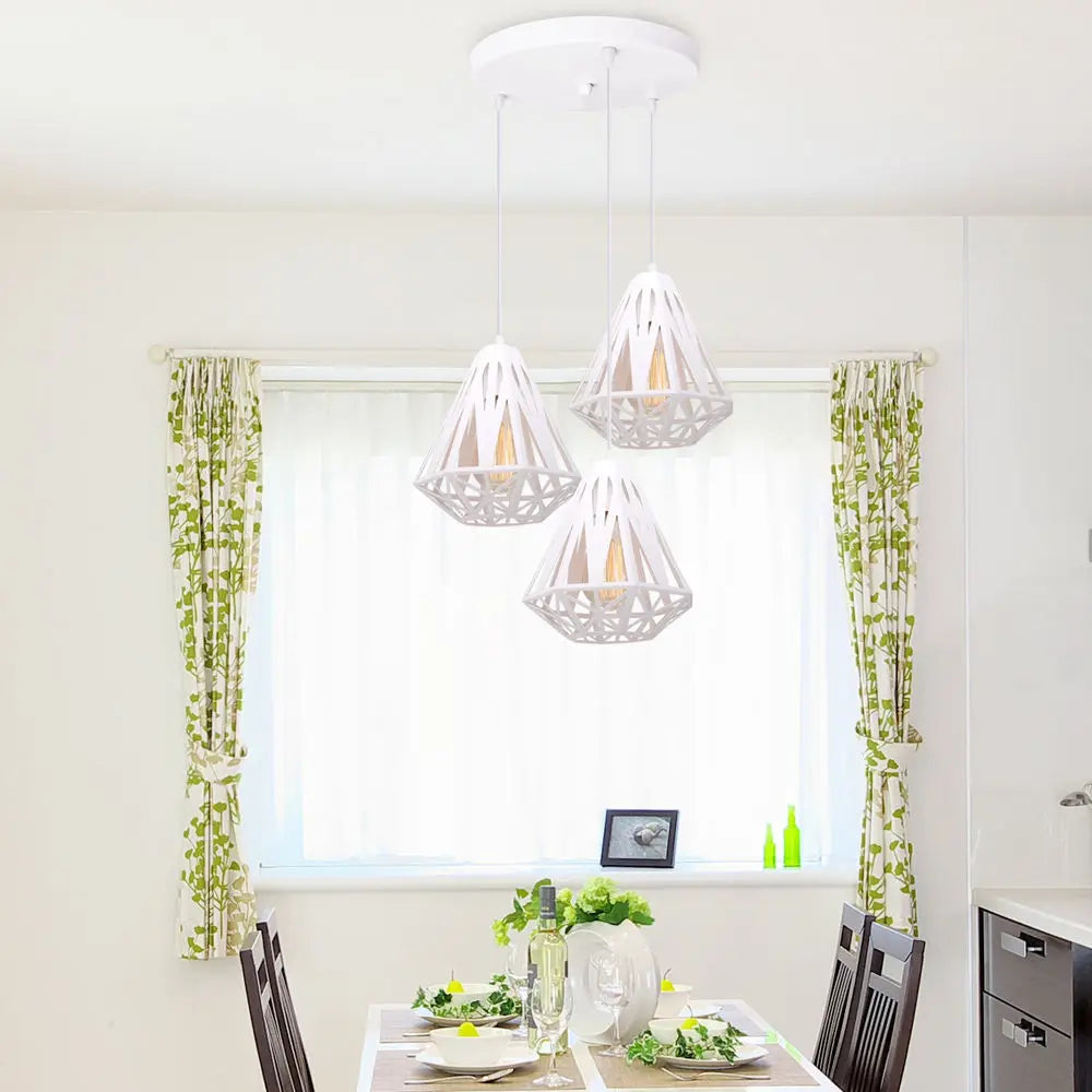 suspension industrielle vintage cage fer art diamant led - vue 5 sur 14