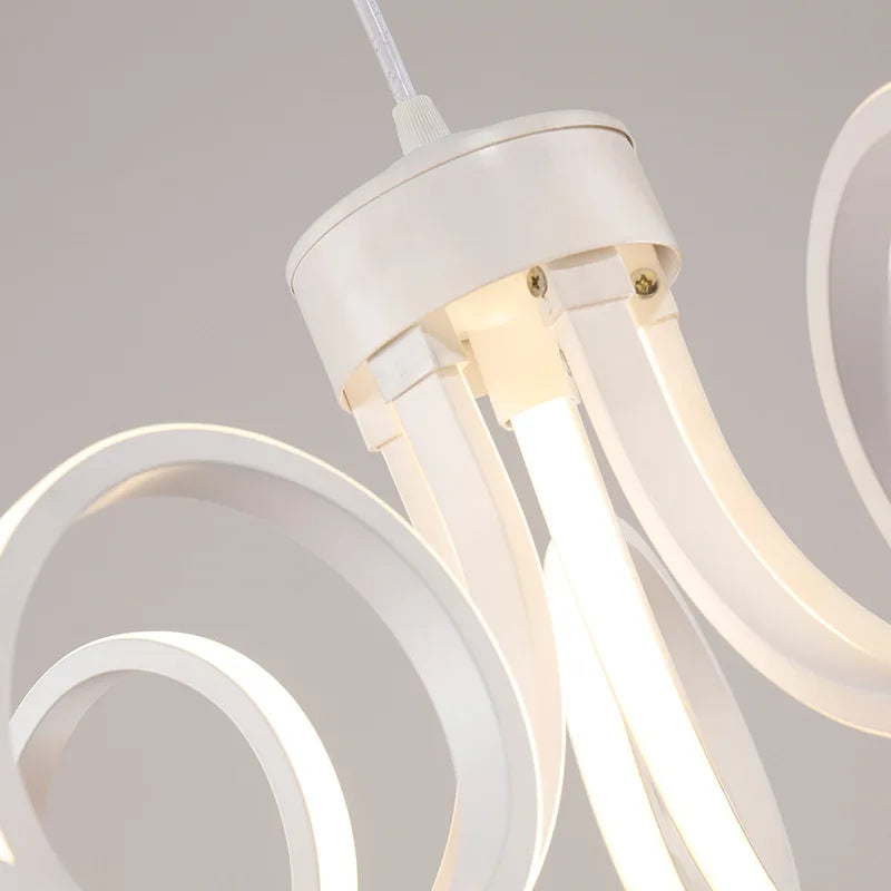 lustre suspendu moderne télécommandé en aluminium acrylique éclairage intelligent - vue 5 sur 9