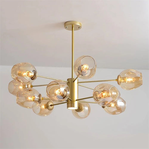 lustre nordique moderne en verre et fer pour décoration - vue 2 sur 16