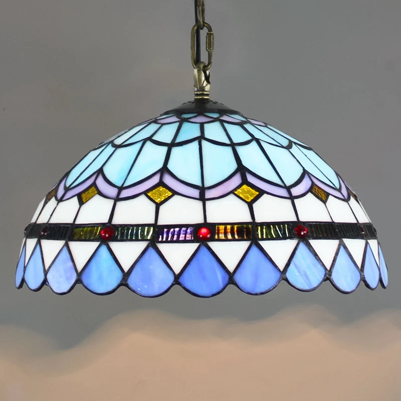 Bohême rétro européen coloré Tiffany verre lustre lustre Bar Restaurant créatif Rural porche méditerranéen lustre - vue 24 sur 28