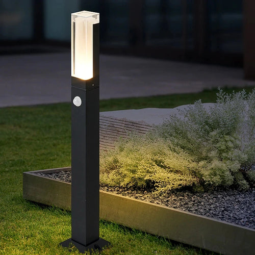 Capteur de mouvement extérieur 10W LED lampe à gazon étanche IP65 en aluminium acrylique abat-jour cour Villa paysage voie pelouse lumières - vue 3 sur 12