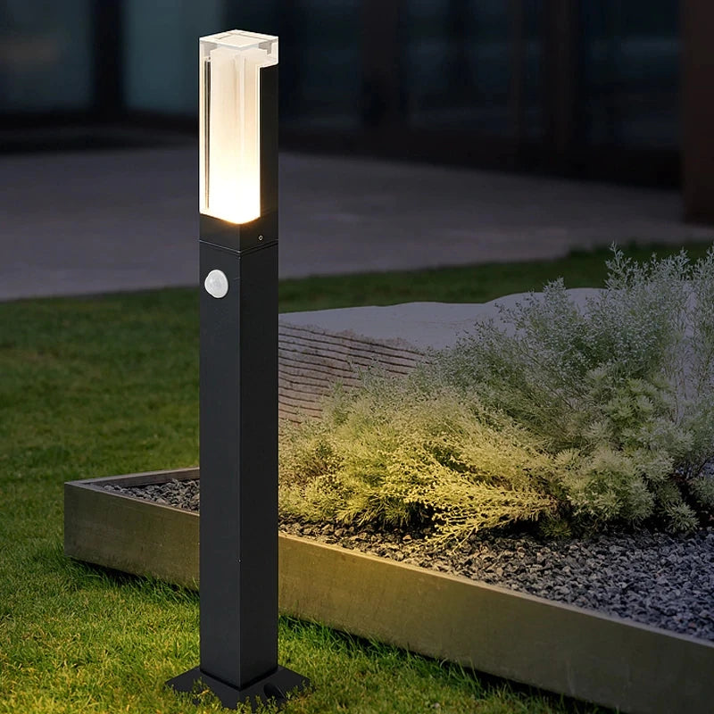 Capteur de mouvement extérieur 10W LED lampe à gazon étanche IP65 en aluminium acrylique abat-jour cour Villa paysage voie pelouse lumières - vue 3 sur 12