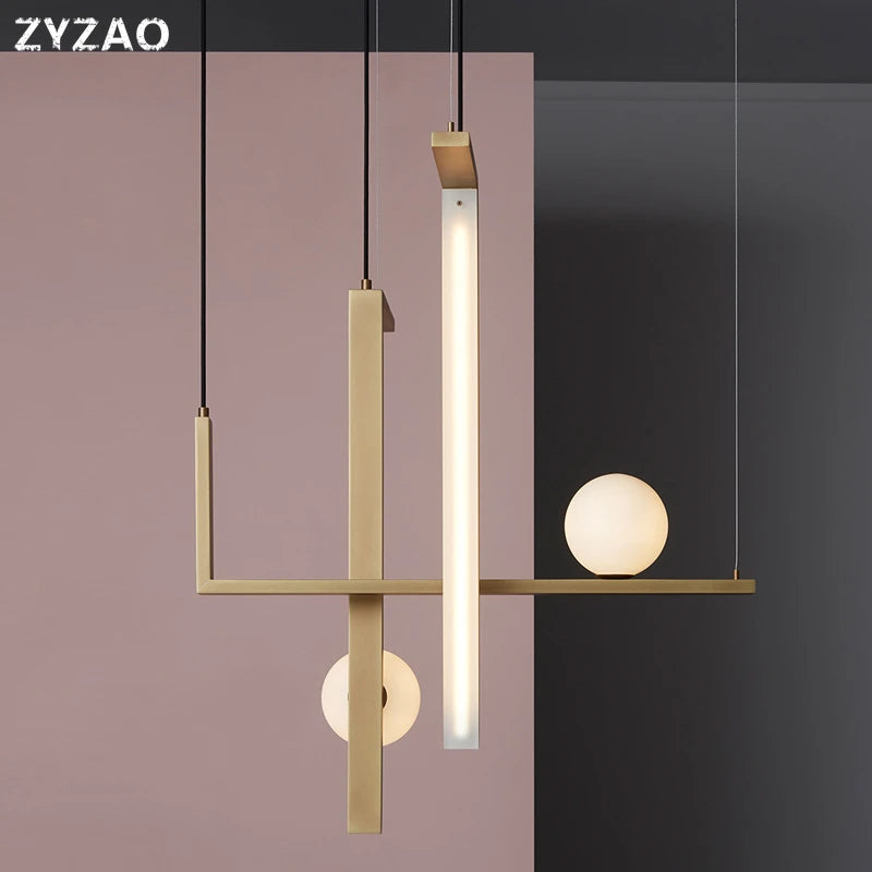 suspension moderne en fer et verre pour décoration intérieure - vue 3 sur 9