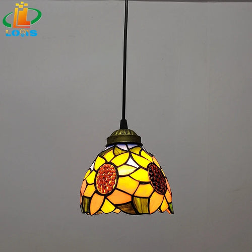 lustre style européen tournesol en verre vintage pour bar - vue 6 sur 8