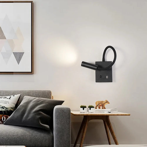 lampe de chevet murale led moderne nordique avec port usb et interrupteur - vue 4 sur 10