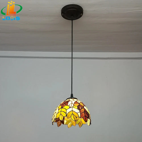 lustre en verre style tiffany pour restaurants et cafés rétro - vue 3 sur 6
