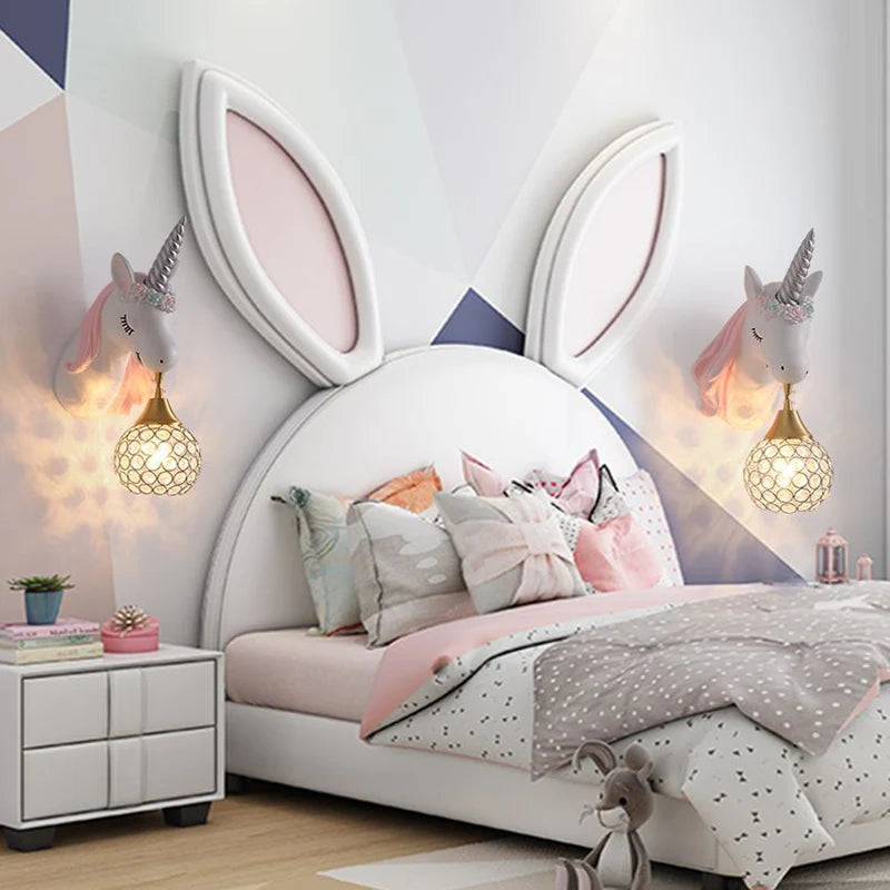 Applique murale résine LED licorne chambre fille princesse - vue 3 sur 23