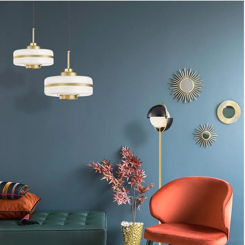 suspension moderne en métal doré design industriel pour intérieur - vue 5 sur 10