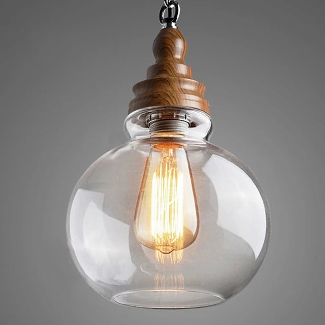 suspension rétro en bois avec éclairage led pour intérieur - vue 8 sur 9