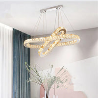 lustre moderne en acier inoxydable avec cristal et éclairage led