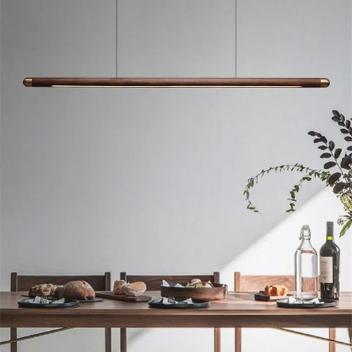 suspension design minimaliste en bois avec bande led - vue 3 sur 9