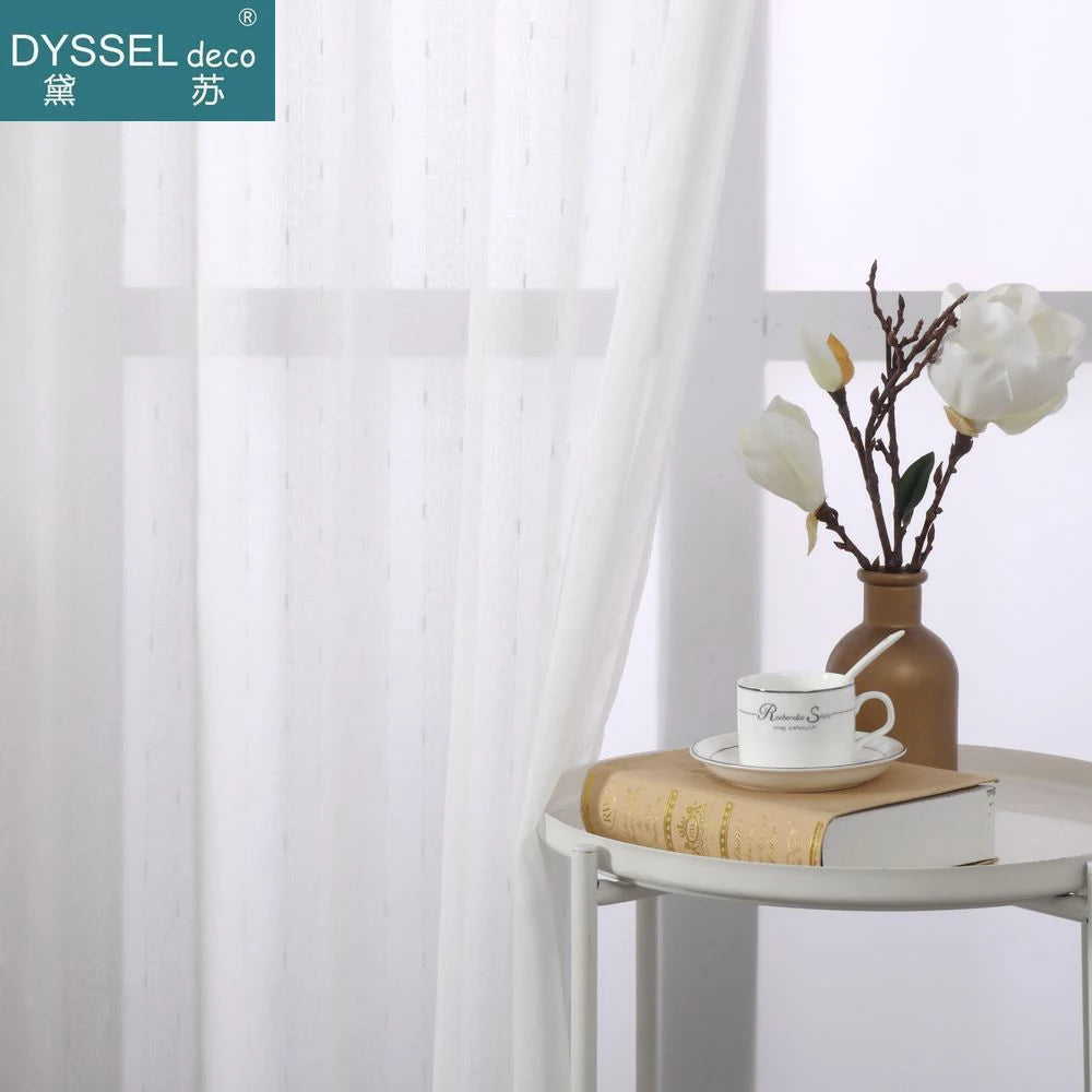 Voilage rayé style européen pour salon chambre cuisine - vue 1 sur 8