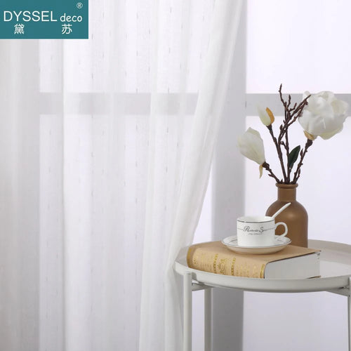 Voilage rayé style européen pour salon chambre cuisine - vue 2 sur 8