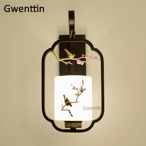 applique murale en verre style chinois vintage à led