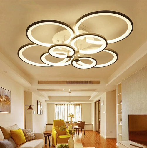 lustre moderne à leds avec anneaux ronds pour éclairage intérieur - vue 5 sur 9