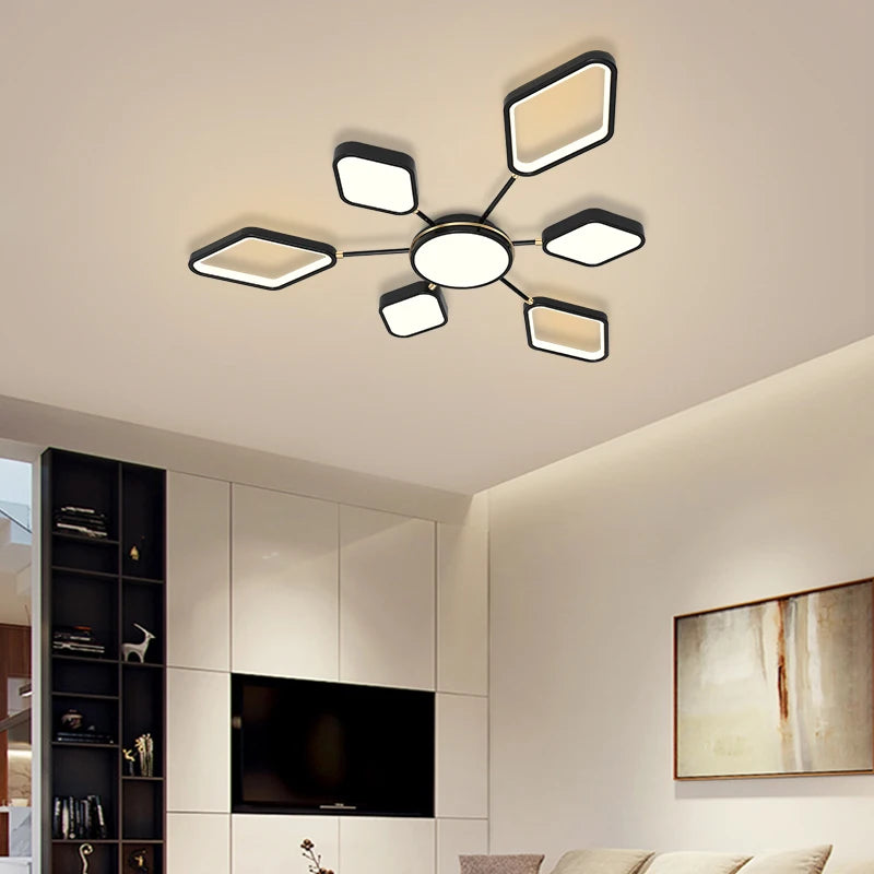 lustre led moderne avec télécommande pour intérieur élégant - vue 5 sur 9