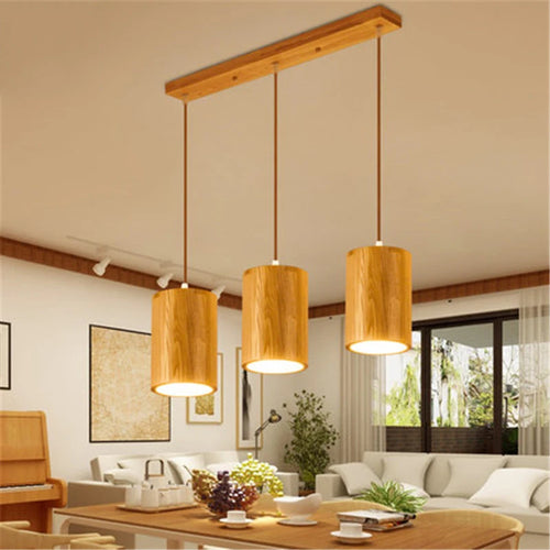 suspension LED en tonneau bois style nordique décoratif - vue 3 sur 8