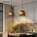 Suspension abat-jour en laiton doré style américain led pour éclairage intérieur loft