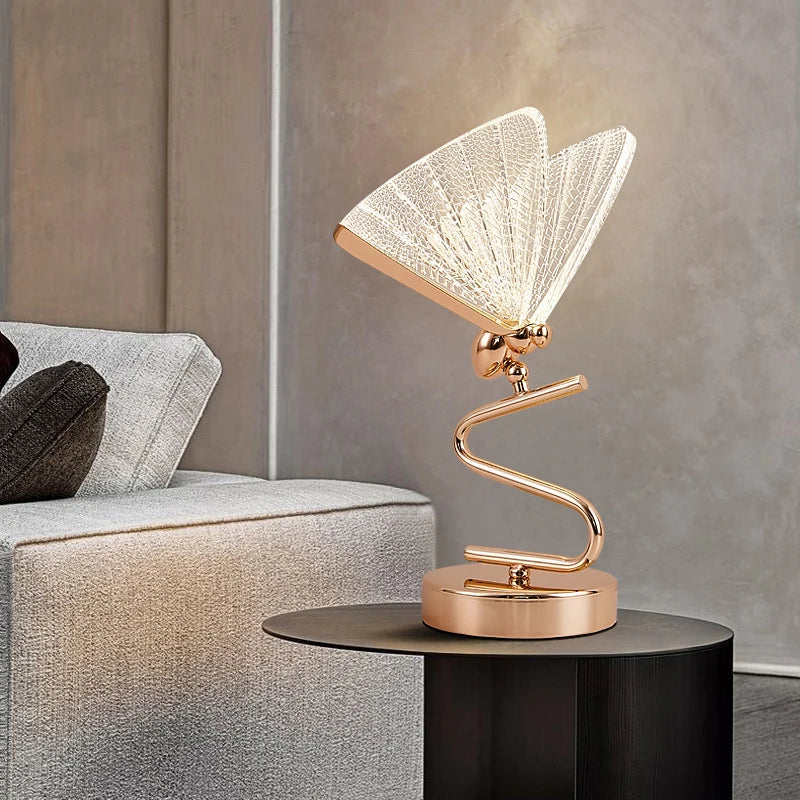 lampe à poser papillon design moderne veilleuse créative luminaire luxe - vue 3 sur 12