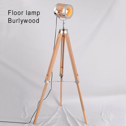 lampadaire rétro en bois massif au style industriel