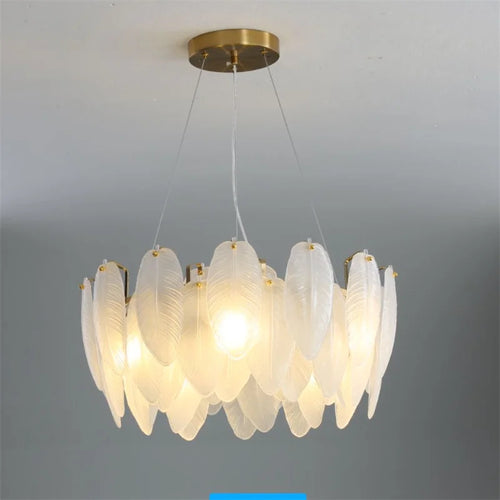 lustre moderne en verre en forme de plume d'oie éclairage suspendu - vue 2 sur 12