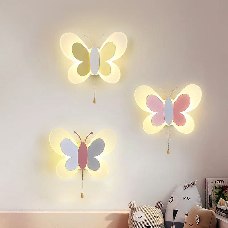 applique murale créative papillon dessin animé lumière led enfants - vue 1 sur 14