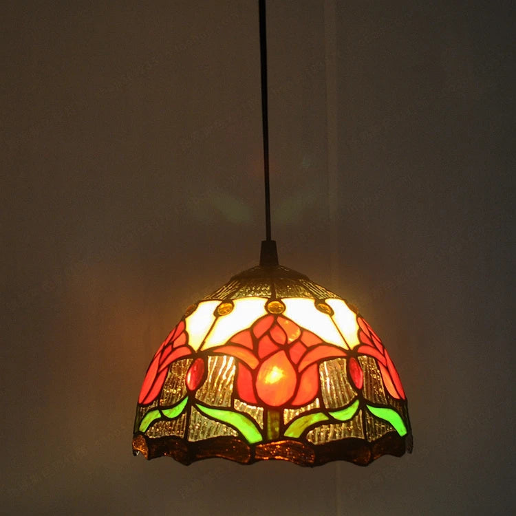lustre en vitrail style tiffany pour éclairage décoratif antique - vue 18 sur 19