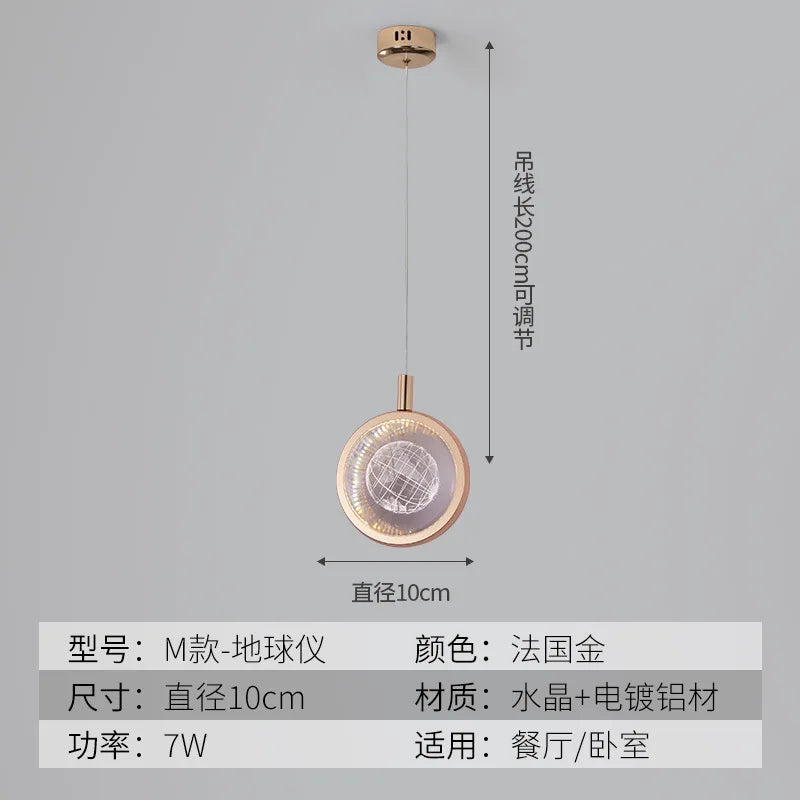 suspension LED en cristal doré au design nordique moderne - vue 20 sur 21