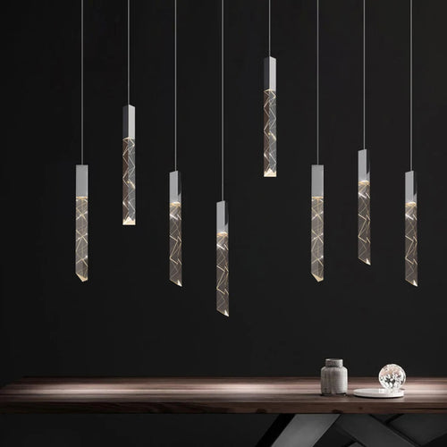 lustre nordique moderne en cristal pour espaces contemporains - vue 2 sur 14