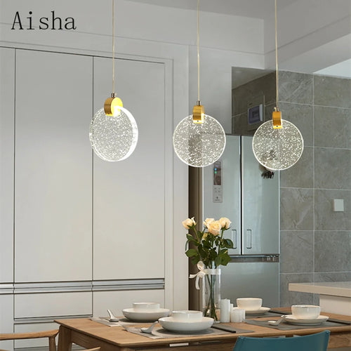suspension en cristal moderne créative avec éclairage led - vue 7 sur 8