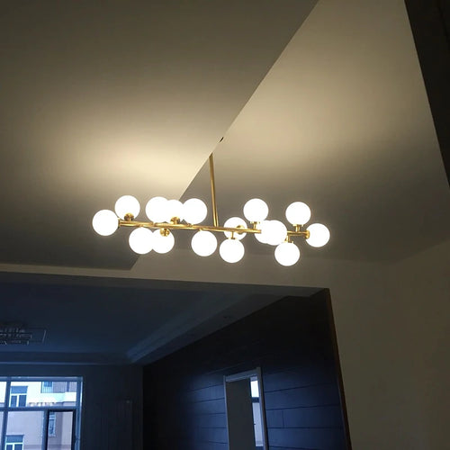 lustre doré avec Boule de verre corps doré créative - vue 4 sur 7