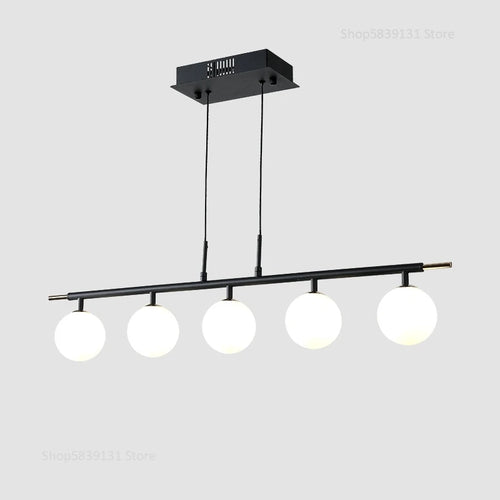 lustre nordique en fer avec boule de verre led pour restaurant - vue 12 sur 20