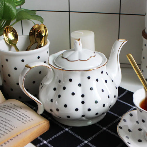 Service à thé anglais porcelaine peinte main vintage - vue 3 sur 6
