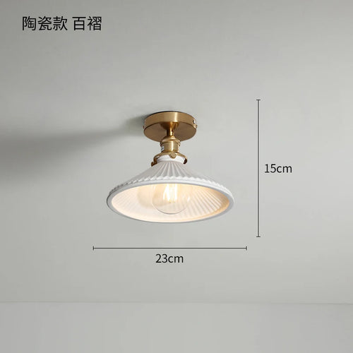 plafonnier nordique cuivre LED luminaires interrupteur chambre salon escalier lumière Plafon montage Flount en céramique éclairage à la maison - vue 9 sur 10