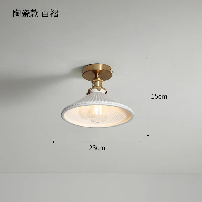 plafonnier nordique cuivre LED luminaires interrupteur chambre salon escalier lumière Plafon montage Flount en céramique éclairage à la maison - vue 8 sur 10
