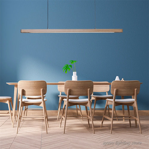 Suspension led en bois de style nordique idéale pour restaurant ou bureau - vue 4 sur 8