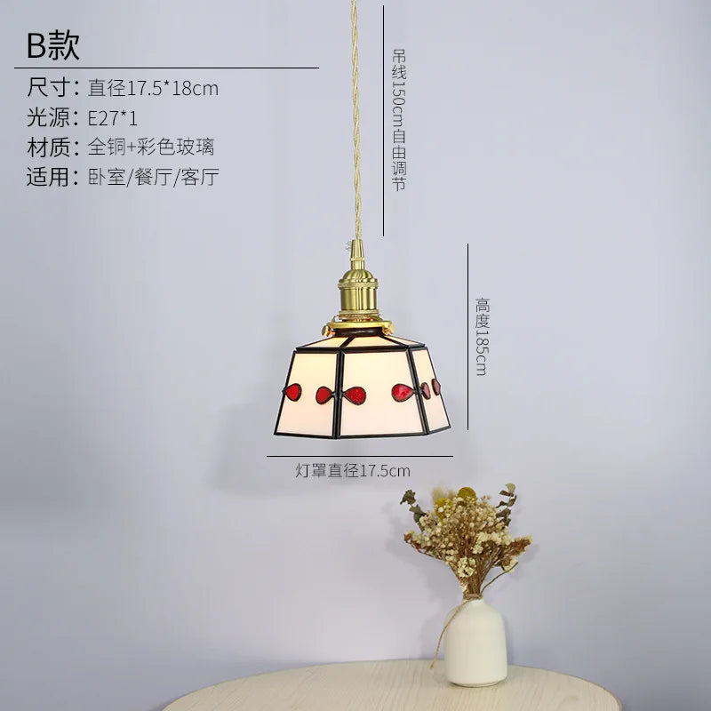 suspension en vitrail rétro style japonais pour décoration intérieure - vue 8 sur 9