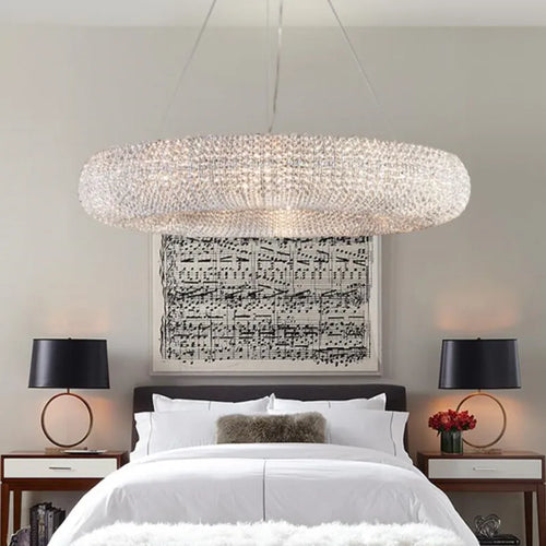lustre en cristal led moderne en chrome doré pour intérieur élégant - vue 6 sur 5