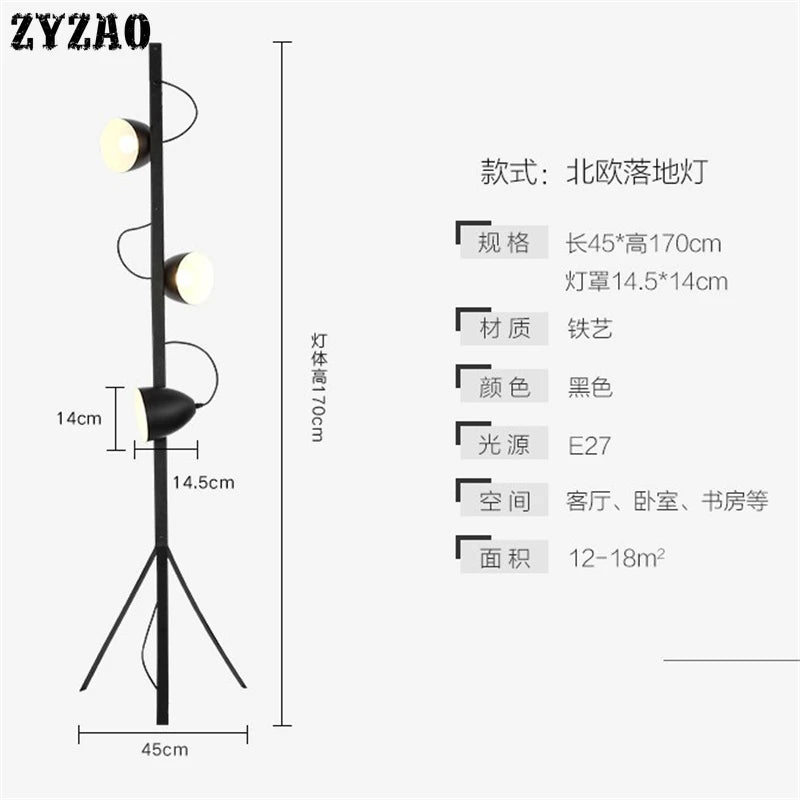 lampadaire nordique design créatif en fer pour intérieur - vue 6 sur 7