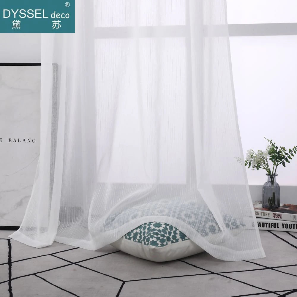Voilage rayé style européen léger pour salon chambre - vue 1 sur 6