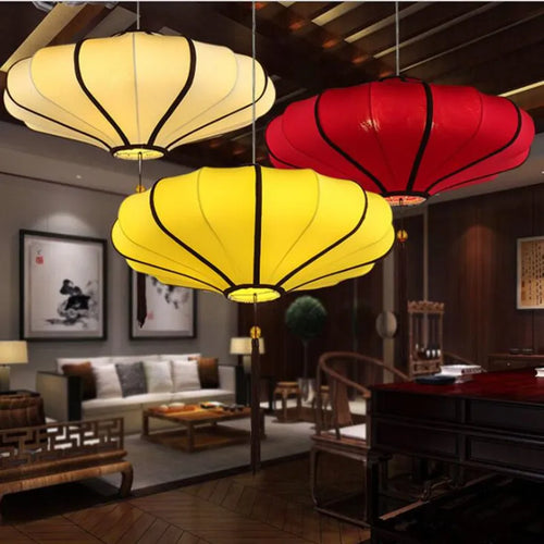 lustre en tissu chinois pour restaurants et hôtels - vue 5 sur 11