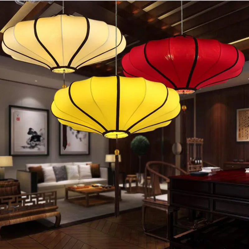 lustre en tissu chinois pour restaurants et hôtels - vue 4 sur 11