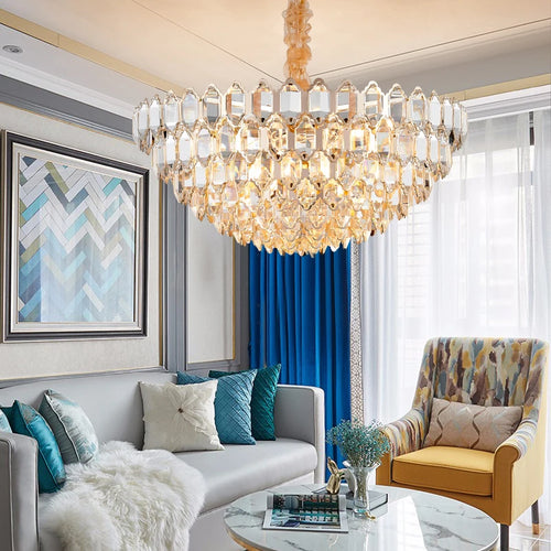 lustre moderne en cristal design avec éclairage led - vue 6 sur 16