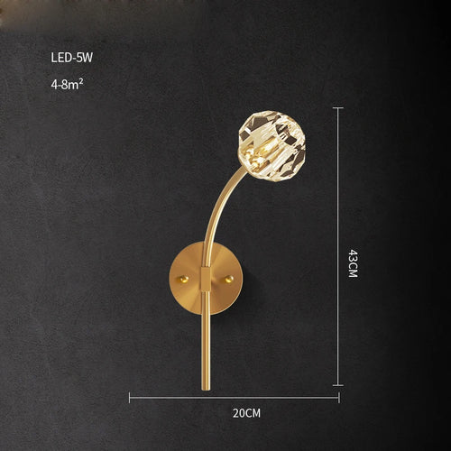applique murale led postmoderne en cuivre et cristal - vue 21 sur 22
