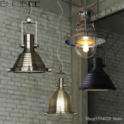 suspension style loft campagne américaine éclairage rétro industriel - vue 5 sur 9