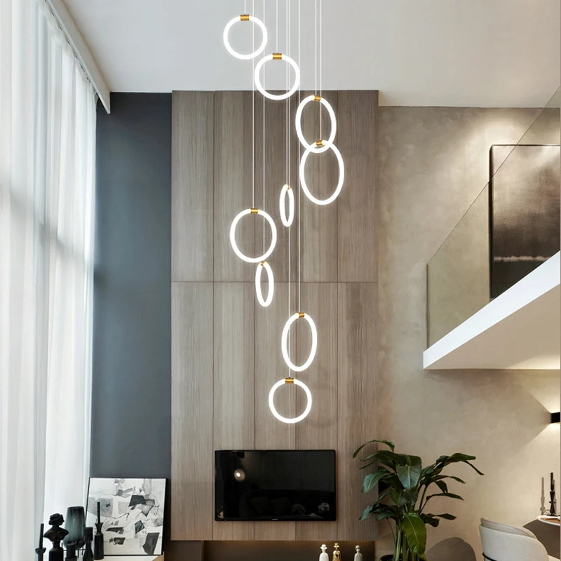 lustre à led moderne en acrylique pour décoration luxe - vue 5 sur 14