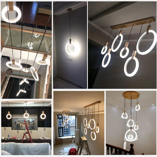 lustre led suspendu style loft pour escalier - vue 3 sur 17