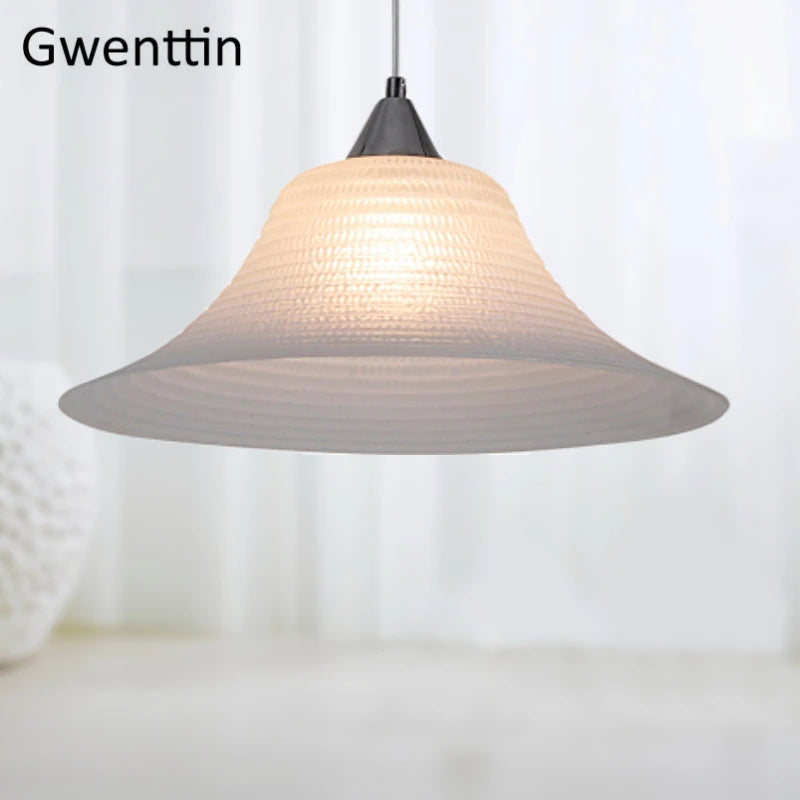 suspension moderne en verre style chapeau de paille décor intérieur - vue 5 sur 7