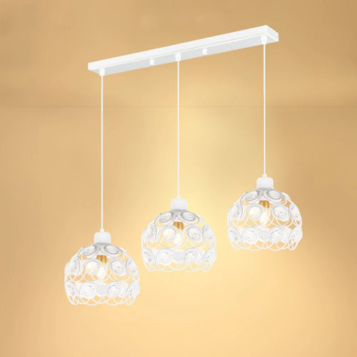 Modern Ceiling Light Chandelier Metal Crystal Shade E27, Pendant Lighting for Living Dining Room Bedroom Cafe Bar Black White - vue 6 sur 12